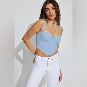Lia Lace Trim Bustier Top Blue - Garage